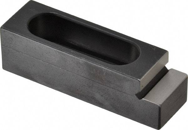 Mitee-Bite - 5/16" Stud, Stainless Steel, Plain Strap Clamp - 1.11" Travel, 2-1/2" OAL x 3/4" Wide x 3/4" High, Stepped Nose - Exact Tool & Supply
