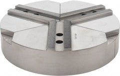 Abbott Workholding Products - 10" & Up Chuck Capacity, 1.5mm x 60° Serrated Attachment, Round Soft Lathe Chuck Jaw - 3 Jaws, Steel, 1.1811" Btw Mount Hole Ctrs, 10" Wide x 2" High, 0.6299" Groove, 0.4724" & 12mm Fastener - Exact Tool & Supply