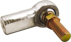 Made in USA - 1/2" ID, 1-5/16" Max OD, 16,242 Lb Max Static Cap, Male Spherical Rod End with Stud - 1/2-20 LH, 7/8" Shank Diam, 1-3/16" Shank Length, Alloy Steel with Steel Raceway - Exact Tool & Supply