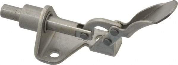 De-Sta-Co - 100 Lb Load Capacity, Flanged Base, Stainless Steel, Standard Straight Line Action Clamp - 3 Mounting Holes, 0.17" Mounting Hole Diam, 1/4" Plunger Diam, Thumb Handle - Exact Tool & Supply
