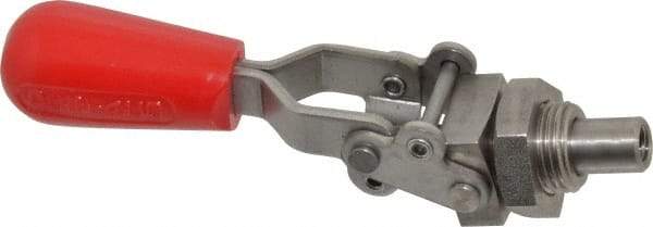 De-Sta-Co - 200 Lb Load Capacity, Mounting Plate Base, Stainless Steel, Standard Straight Line Action Clamp - 0.39" Plunger Diam, Straight Handle - Exact Tool & Supply