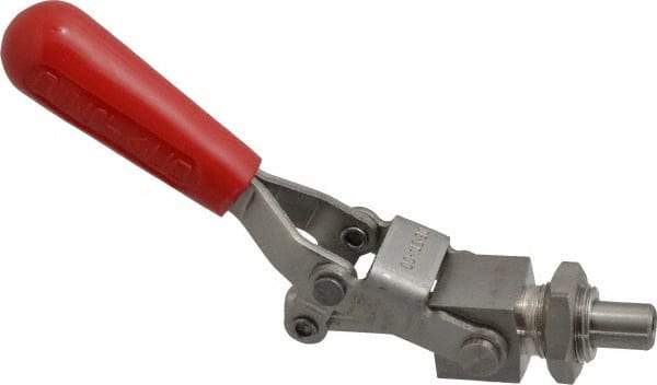 De-Sta-Co - 400 Lb Load Capacity, Mounting Plate Base, Stainless Steel, Standard Straight Line Action Clamp - 0.44" Plunger Diam, Straight Handle - Exact Tool & Supply