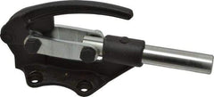 De-Sta-Co - 16,000 Lb Load Capacity, Flanged Base, Carbon Steel, Standard Straight Line Action Clamp - 4 Mounting Holes, 0.41" Mounting Hole Diam, 0.99" Plunger Diam, Straight Handle - Exact Tool & Supply