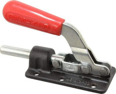 De-Sta-Co - 800 Lb Load Capacity, Flanged Base, Carbon Steel, Standard Straight Line Action Clamp - 6 Mounting Holes, 0.28" Mounting Hole Diam, 0.51" Plunger Diam, Straight Handle - Exact Tool & Supply