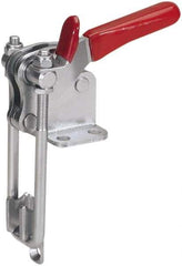 De-Sta-Co - 1,000 Lb Capacity, Vertical, U Hook, Flanged Base, Stainless Steel Pull Action Latch Clamp - 2.04" Drawing Movement, 4.1" OAL, Threaded U Hook, Straight Handle - Exact Tool & Supply