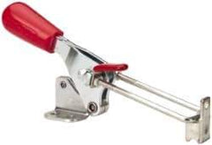 De-Sta-Co - 500 Lb Capacity, Vertical, U Hook, Flanged Base, Carbon Steel Pull Action Latch Clamp - 1.53" Drawing Movement, 3.49" OAL, Threaded U Hook, Straight Handle - Exact Tool & Supply