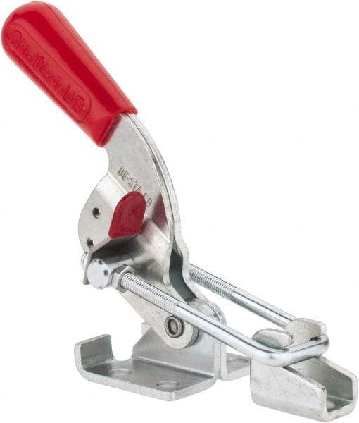 De-Sta-Co - 720 Lb Capacity, Horizontal, U Hook, Flanged Base, Carbon Steel Pull Action Latch Clamp - 1-3/4" Drawing Movement, 6.07" OAL, Threaded U Hook, Straight Handle - Exact Tool & Supply