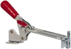 De-Sta-Co - 1,000 Lb Capacity, Vertical, U Hook, Flanged Base, Carbon Steel Pull Action Latch Clamp - 2.04" Drawing Movement, 4.1" OAL, Threaded U Hook, Straight Handle - Exact Tool & Supply