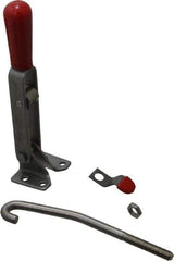 De-Sta-Co - 450 Lb Capacity, Horizontal, J Hook, Flanged Base, Stainless Steel Pull Action Latch Clamp - 4" Drawing Movement, 8.82" OAL, Straight Handle - Exact Tool & Supply