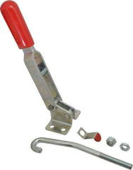 De-Sta-Co - 1,000 Lb Capacity, Horizontal, J Hook, Flanged Base, Carbon Steel Pull Action Latch Clamp - 6.13" Drawing Movement, 13.45" OAL, Straight Handle - Exact Tool & Supply