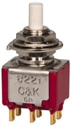 GC/Waldom - 1/4 Inch Mount Hole, Miniature Pushbutton Switch Only - White Pushbutton, Nonilluminated, Momentary (MO), On-On - Exact Tool & Supply