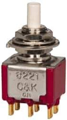 GC/Waldom - 1/4 Inch Mount Hole, Miniature Pushbutton Switch Only - White Pushbutton, Nonilluminated, Momentary (MO), On-On - Exact Tool & Supply