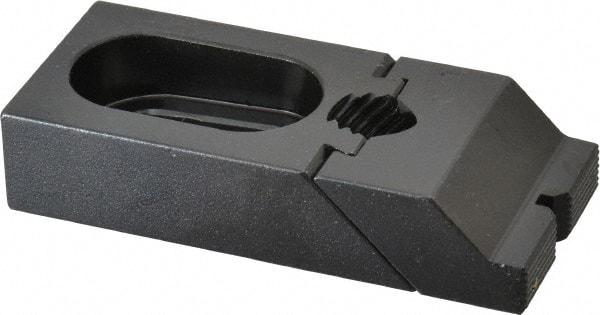 TE-CO - 3-5/16" OAL x 1-1/2" Overall Width, Low Grip Nose, Steel Manual Edge Clamp - Black Oxide Coating, 3/4" High, 1/2" Socket Cap Screw Slot, 3/4" Travel - Exact Tool & Supply