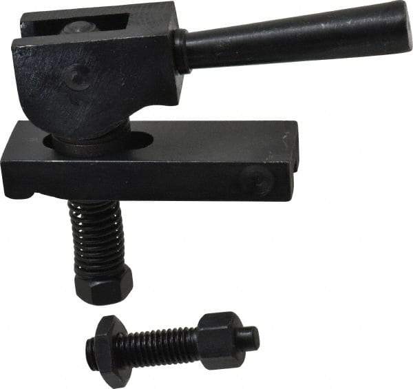Value Collection - 1/2-13 Tap Size, Steel Strap Clamp Assembly - Center Cam, 5/8" Strap Thickness, 1" Travel, 4" Strap Len, 1-1/4" Strap Width - Exact Tool & Supply