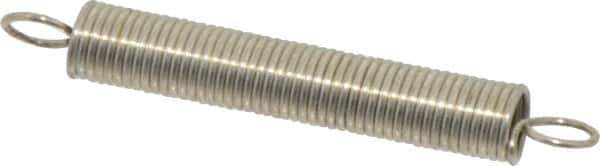Made in USA - 1/4" OD, 3.01 Lb Max Load, 3-3/16" Max Ext Len, 0.028" Wire Diam Extension Spring - 1.76 Lb/In Rating - Exact Tool & Supply