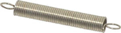 Made in USA - 1/4" OD, 3.01 Lb Max Load, 3-3/16" Max Ext Len, 0.028" Wire Diam Extension Spring - 1.76 Lb/In Rating - Exact Tool & Supply