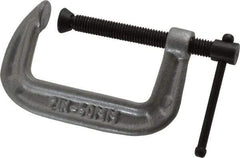 Gibraltar - Light-Duty 2" Max Opening, 1-1/8" Throat Depth, Cast Iron Standard C-Clamp - 400 Lb Capacity, 0" Min Opening, Standard Throat Depth, Malleable Cast Iron Screw - Exact Tool & Supply