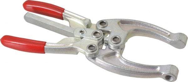 De-Sta-Co - 5337.87 N Load Capacity, 2.56" Throat Depth, 9.19" OAL, Carbon Steel, C Style Plier Clamp - M10x1.25 Spindle, 4.06" Open Throat Height, Red Handle, Spindle End - Exact Tool & Supply
