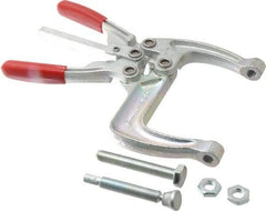 De-Sta-Co - 5337.87 N Load Capacity, 2.56" Throat Depth, 9.15" OAL, Carbon Steel, C Style Plier Clamp - 5.98" Max Jaw Capacity, M10x1.5 Spindle, 5.98" Open Throat Height, Red Handle, Spindle End - Exact Tool & Supply