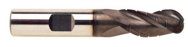 ProMax - 7/32" Diam, 3/4" LOC, 3 Flute Solid Carbide Roughing & Finishing Ball End Mill - AlTiN Finish, 2-1/2" OAL, 1/4" Shank Diam, Straight Shank, 35° Helix, Centercutting, Regular Length - Exact Tool & Supply