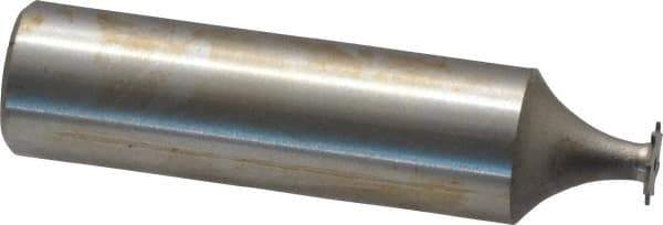 Made in USA - 1/4" Diam x 1/64" Face Width, High Speed Steel, 8 Teeth, Shank Connection Woodruff Keyseat Cutter - Uncoated, 2-1/16" OAL x 1/2" Shank, Straight Teeth - Exact Tool & Supply