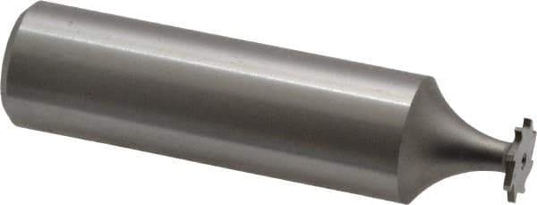 Made in USA - 5/16" Diam x 1/32" Face Width, High Speed Steel, 8 Teeth, Shank Connection Woodruff Keyseat Cutter - Uncoated, 2-1/16" OAL x 1/2" Shank, Straight Teeth - Exact Tool & Supply