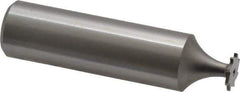 Made in USA - 5/16" Diam x 1/32" Face Width, High Speed Steel, 8 Teeth, Shank Connection Woodruff Keyseat Cutter - Uncoated, 2-1/16" OAL x 1/2" Shank, Straight Teeth - Exact Tool & Supply