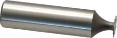 Made in USA - 3/8" Diam x 1/64" Face Width, High Speed Steel, 8 Teeth, Shank Connection Woodruff Keyseat Cutter - Uncoated, 2-1/16" OAL x 1/2" Shank, Straight Teeth - Exact Tool & Supply