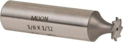Made in USA - 3/8" Diam x 1/32" Face Width, High Speed Steel, 8 Teeth, Shank Connection Woodruff Keyseat Cutter - Uncoated, 2-1/16" OAL x 1/2" Shank, Straight Teeth - Exact Tool & Supply