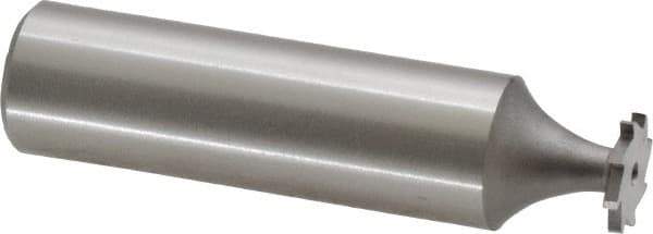 Made in USA - 3/8" Diam x 3/64" Face Width, High Speed Steel, 8 Teeth, Shank Connection Woodruff Keyseat Cutter - Uncoated, 2-1/16" OAL x 1/2" Shank, Straight Teeth - Exact Tool & Supply