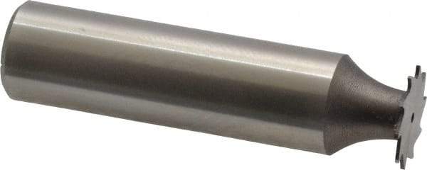 Made in USA - 1/2" Diam x 0.02" Face Width, High Speed Steel, 12 Teeth, Shank Connection Woodruff Keyseat Cutter - Uncoated, 2-1/16" OAL x 1/2" Shank, Straight Teeth - Exact Tool & Supply