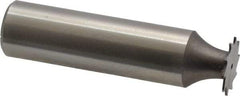 Made in USA - 1/2" Diam x 0.02" Face Width, High Speed Steel, 12 Teeth, Shank Connection Woodruff Keyseat Cutter - Uncoated, 2-1/16" OAL x 1/2" Shank, Straight Teeth - Exact Tool & Supply