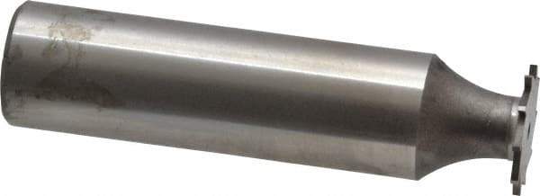Made in USA - 1/2" Diam x 1/32" Face Width, High Speed Steel, 12 Teeth, Shank Connection Woodruff Keyseat Cutter - Uncoated, 2-1/16" OAL x 1/2" Shank, Straight Teeth - Exact Tool & Supply