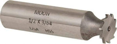Made in USA - 1/2" Diam x 3/64" Face Width, High Speed Steel, 12 Teeth, Shank Connection Woodruff Keyseat Cutter - Uncoated, 2-1/16" OAL x 1/2" Shank, Straight Teeth - Exact Tool & Supply