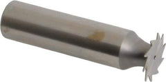 Made in USA - 5/8" Diam x 1/64" Face Width, High Speed Steel, 12 Teeth, Shank Connection Woodruff Keyseat Cutter - Uncoated, 2-3/32" OAL x 1/2" Shank, Straight Teeth - Exact Tool & Supply