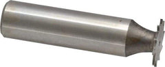 Made in USA - 5/8" Diam x 1/32" Face Width, High Speed Steel, 12 Teeth, Shank Connection Woodruff Keyseat Cutter - Uncoated, 2-3/32" OAL x 1/2" Shank, Straight Teeth - Exact Tool & Supply
