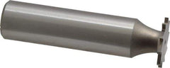 Made in USA - 5/8" Diam x 3/64" Face Width, High Speed Steel, 12 Teeth, Shank Connection Woodruff Keyseat Cutter - Uncoated, 2-3/32" OAL x 1/2" Shank, Straight Teeth - Exact Tool & Supply