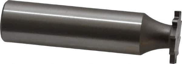 Made in USA - 5/8" Diam x 1/16" Face Width, High Speed Steel, 12 Teeth, Shank Connection Woodruff Keyseat Cutter - Uncoated, 2-3/32" OAL x 1/2" Shank, Straight Teeth - Exact Tool & Supply