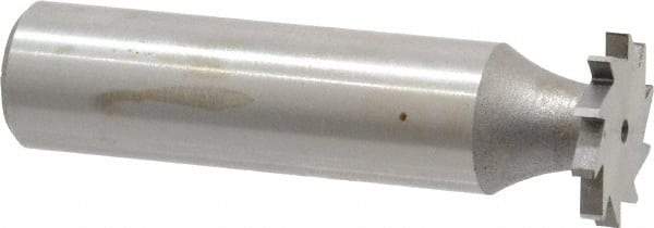 Made in USA - 5/8" Diam x 5/64" Face Width, High Speed Steel, 12 Teeth, Shank Connection Woodruff Keyseat Cutter - Uncoated, 2-3/32" OAL x 1/2" Shank, Straight Teeth - Exact Tool & Supply