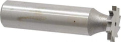 Made in USA - 5/8" Diam x 5/64" Face Width, High Speed Steel, 12 Teeth, Shank Connection Woodruff Keyseat Cutter - Uncoated, 2-3/32" OAL x 1/2" Shank, Straight Teeth - Exact Tool & Supply