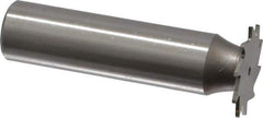 Made in USA - 3/4" Diam x 1/32" Face Width, High Speed Steel, 14 Teeth, Shank Connection Woodruff Keyseat Cutter - Uncoated, 2-1/8" OAL x 1/2" Shank, Straight Teeth - Exact Tool & Supply
