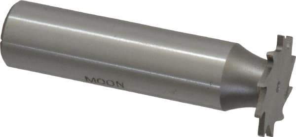 Made in USA - 3/4" Diam x 3/64" Face Width, High Speed Steel, 14 Teeth, Shank Connection Woodruff Keyseat Cutter - Uncoated, 2-1/8" OAL x 1/2" Shank, Straight Teeth - Exact Tool & Supply
