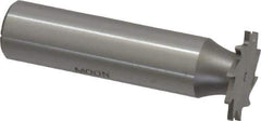 Made in USA - 3/4" Diam x 3/64" Face Width, High Speed Steel, 14 Teeth, Shank Connection Woodruff Keyseat Cutter - Uncoated, 2-1/8" OAL x 1/2" Shank, Straight Teeth - Exact Tool & Supply