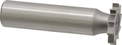 Made in USA - 3/4" Diam x 7/64" Face Width, High Speed Steel, 14 Teeth, Shank Connection Woodruff Keyseat Cutter - Uncoated, 2-1/8" OAL x 1/2" Shank, Straight Teeth - Exact Tool & Supply