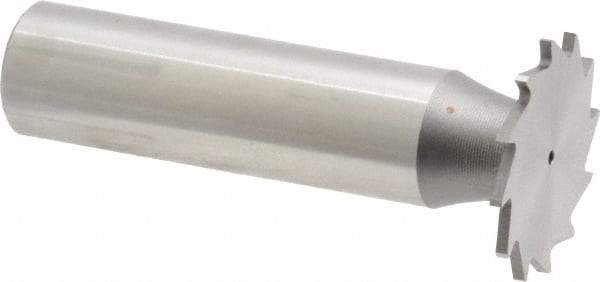 Made in USA - 7/8" Diam x 3/64" Face Width, High Speed Steel, 14 Teeth, Shank Connection Woodruff Keyseat Cutter - Uncoated, 2-5/32" OAL x 1/2" Shank, Straight Teeth - Exact Tool & Supply