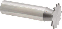 Made in USA - 7/8" Diam x 3/64" Face Width, High Speed Steel, 14 Teeth, Shank Connection Woodruff Keyseat Cutter - Uncoated, 2-5/32" OAL x 1/2" Shank, Straight Teeth - Exact Tool & Supply