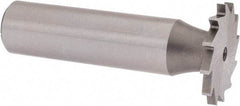 Made in USA - 7/8" Diam x 5/64" Face Width, High Speed Steel, 14 Teeth, Shank Connection Woodruff Keyseat Cutter - Uncoated, 2-5/32" OAL x 1/2" Shank, Straight Teeth - Exact Tool & Supply