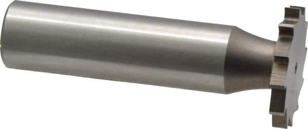 Made in USA - 7/8" Diam x 7/64" Face Width, High Speed Steel, 14 Teeth, Shank Connection Woodruff Keyseat Cutter - Uncoated, 2-5/32" OAL x 1/2" Shank, Straight Teeth - Exact Tool & Supply