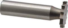 Made in USA - 7/8" Diam x 7/64" Face Width, High Speed Steel, 14 Teeth, Shank Connection Woodruff Keyseat Cutter - Uncoated, 2-5/32" OAL x 1/2" Shank, Straight Teeth - Exact Tool & Supply