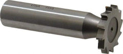 Made in USA - 7/8" Diam x 1/8" Face Width, High Speed Steel, 14 Teeth, Shank Connection Woodruff Keyseat Cutter - Uncoated, 2-5/32" OAL x 1/2" Shank, Straight Teeth - Exact Tool & Supply